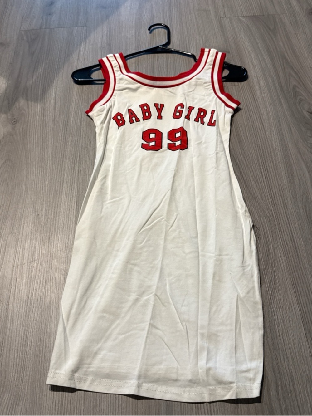 Baby Girl 99 Red-Trim White Kids Pajama Dress